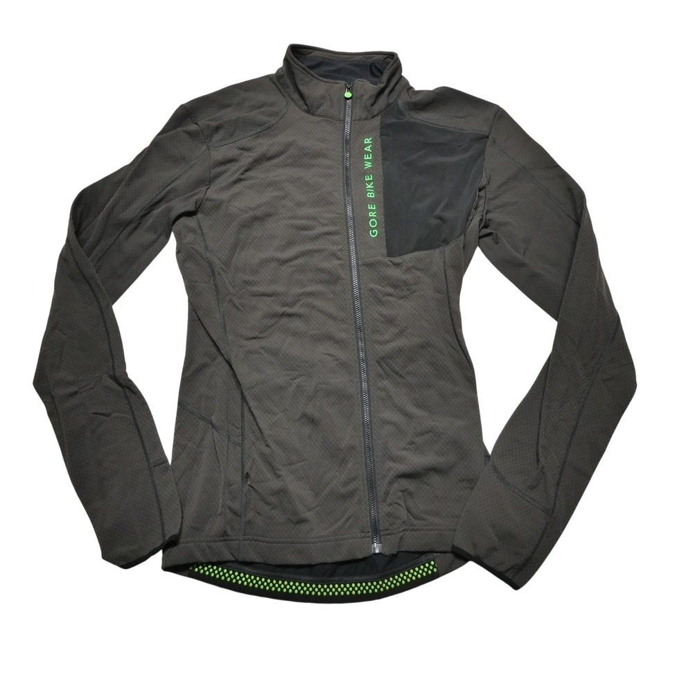 Gore Bike Wear Jacket Mens Medium Gray Full Zip Thermal Cycling Windbreaker